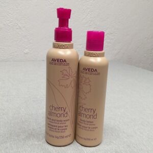 Aveda Cherry Almond -Hand and Body Wash 8.5 oz & Body Lotion 6.7 oz 95% full
